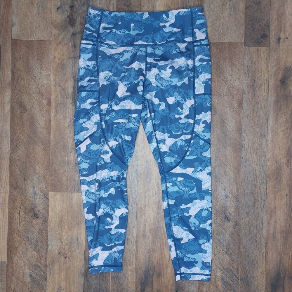 Reebok Precision Womens Large Ankle Leggings Slate Blue Pink Camo - Picture 15 of 16